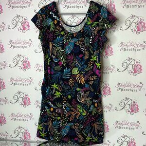 Thyme dress floral flowers stretchy Vibrant Multicolor Leaf Print Mini Dress